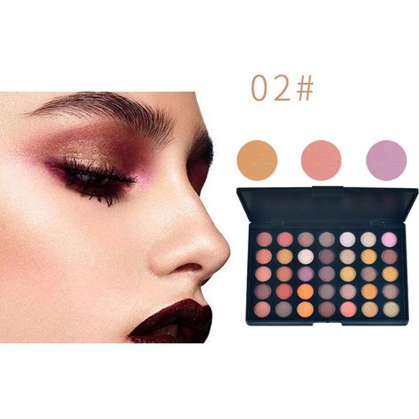 Palette de 35 fards à paupières waterproof, fini mat et scintillant, poudre cosmétique pour les yeux, teinte 2 (1/4)