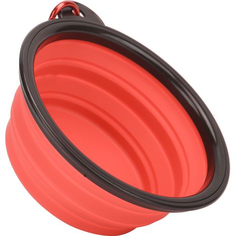 Gamelle pour chien portable, facile à nettoyer, durable et pliable, idéale pour les voyages et les promenades (rouge). (1/5)