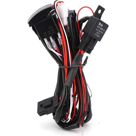Kit Câblage Universel avec LED Indicateur 12/24V pour Phare Antibrouillard Barre LED - Interrupteur et Prise (1/4)