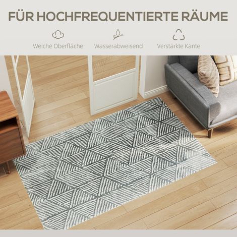 Tapis Salon 170 x 120 cm Tapis à Poils Courts, Lavable en Machine, hypoallergénique, pour Salon, Chambre à Coucher, Bureau, Gris Clair