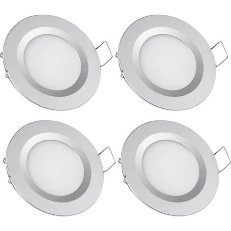 focos LED empotrables de 12 V, orificio de 58-65 mm, 3 W, 3200 K, luces de techo empotrables para autocaravanas, barcos, caravanas, furgonetas, yates, luz blanca cálida (acabado plateado)