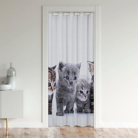Cute Chat Rideaux Interieur Salon Chambre Pet Chats Rideau de Porte 86x203cm Belle Chaton Rideau Occultant Rideaux Chat Amants's Animaux Décoration - 86L X 203H cm (1 Panneaux) (1/5)