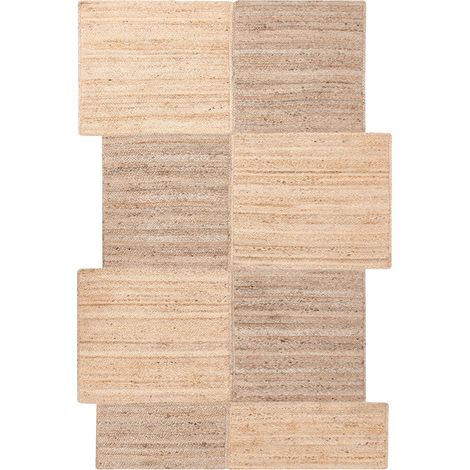 Tappeto in juta asimmetrico 200 x 300 cm intrecciato in stile rustico per soggiorno e camera da letto beige Sangli