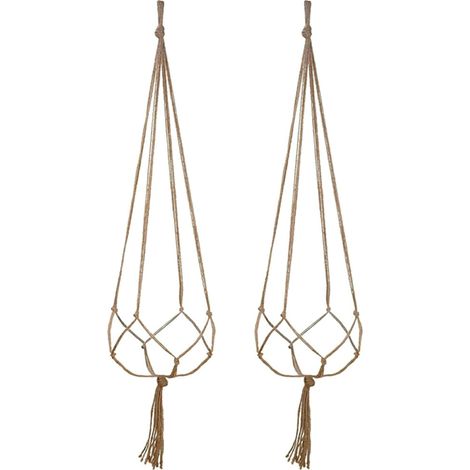 Lot de 6 supports à plantes en macramé, paniers en corde vintage, pour intérieur et extérieur. (1/5)