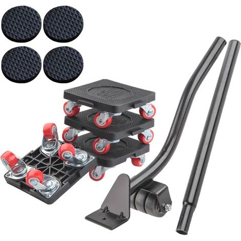 Deplace Meuble kit, Deplace Meuble Lourd sans Effort, Epissable Deplace Meuble, avec Frein kit Deplacement Meuble, Maximum Capacité de Charge 400KG, Deplace Meuble Rotation de 360 Degrés (1/5)