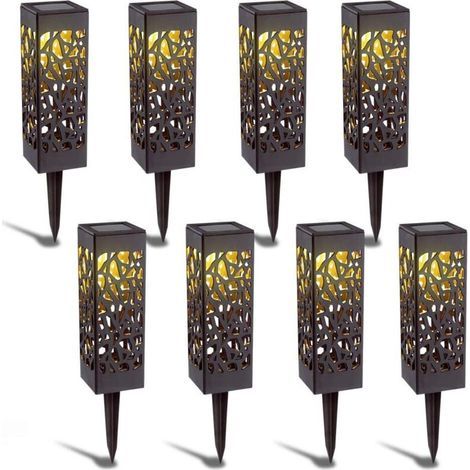 Lampe Solaire de Jardin, 8 Pack Lumière Solaire Extérieur Jardin LED Lumières Solaire Flammes Etanche Lampe de Jardin, Solaire Lumière Lampe Décoration pour Chemins Pelouse/Garage/Patio/Cour (1/4)