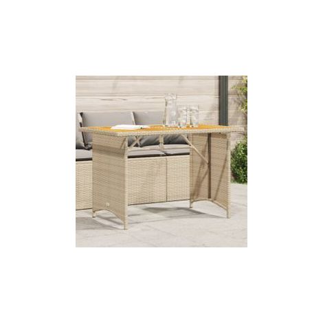 Table de jardin avec dessus en bois beige 110x68x70 rotin (1/5)