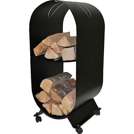 Porte-bûches à roulettes Ranvik Noir Edilinox (1/5)