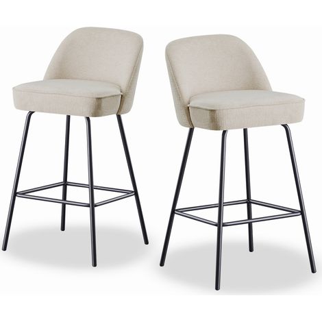 AINPECCA Modern Bar Stools Set of 2, High-Resilience with Spring Cushion and Metal Legs, Breakfast Bar Stools Armless Padded Back Breakfast Counter Chairs for Kitchen Island, Pub, Restaurant (Beige) (1/5)