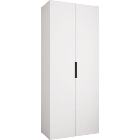 Armario Hartford 572, Blanco, 246x100x52cm, Puertas de armario: Con bisagras, Número de estantes: 8 (1/5)