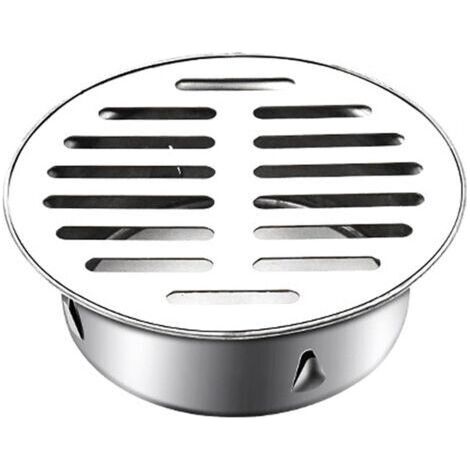 Siphon de Sol en Acier Inoxydable Rond Siphon de Sol Anti-Blocage pour Balcon, Couvercle de Siphon de Sol(110mm Bouche Plate) (1/5)