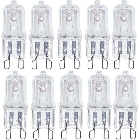 10 Ampoules Halogènes G9 20W, XU, Clear, Blanc Chaud 2700K - KZQ