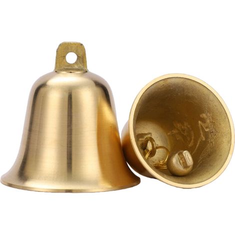 2 pièces cloches suspendues avec carillons éoliens en corde clochette bricolage petit pendentif en cuivre pour couronne d'arbre de Noël fête de mariage décorations d'ambiance festive animal de compagn (1/5)