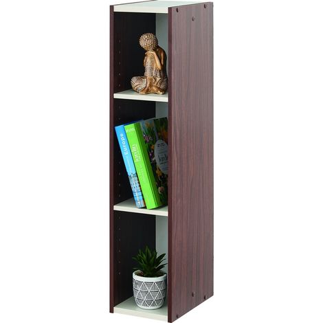 Iris Ohyama, Meuble de rangement, Bibliothèque/ 3 Etagères modulables, UB-9020, Marron, L29 x P19.7 x H88.2 cm (1/5)