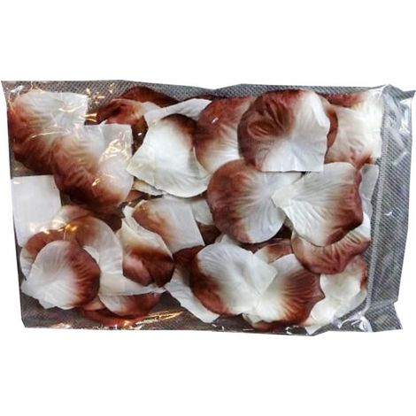 Pétalos de rosa de tela empaquetados en una bolsa blanca y marrón. (1/2)
