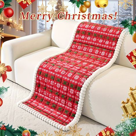 Coussin de canapé en flanelle 70x210 cm, coussin de canapé antidérapante de Noël épaisse, housse de protection pour décoration de canapé de Noël (1/5)