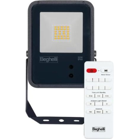 Beghelli Fluter Floodlight FL LED 50W 4000K IP66 Schwarz mit Sensor 86170