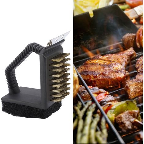 Brosse de barbecue multifonctionnelle 3 en 1 résistante (1/4)