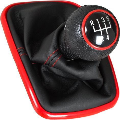 Pommeau de levier de vitesses + soufflet avec cadre rouge pour VW Golf IV 97-06 (1/5)