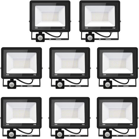 8PACK - Projecteur LED détecteur de mouvement 50W,5000LM Exterieur Avec Detecteur Blanc Chaud(3000K) Imperméable IP66 sécurité pour, garage, couloir XPGGY-50W (1/5)