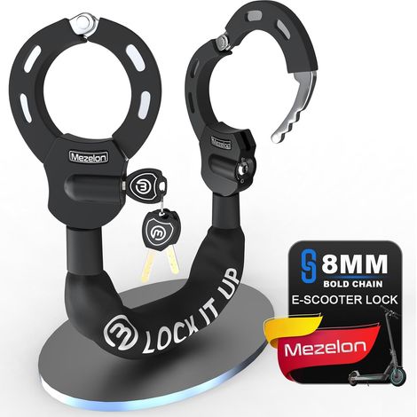 Antivol Velo 8mm  Antivol Trotinette Electrique, Chaînes Antivol pour Vélo, Scooter, Motos, Vélo Electrique, Tondeuses et autres Equipements, Acier solide + Silicone (1/5)