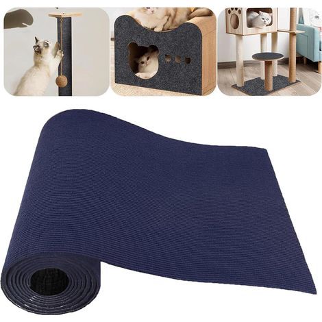 Cat Scratching Post 40x200cm Adhesive Non-Woven Fabric Cuttable For Furniture and Walls Dark Blue (1/5)