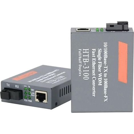 Adaptateur de Fibre Optique -3100 Monomode 20 Km Ethernet RJ45 vers Convertisseur de Média Fibre Optique Transceiver à Fibre Prise EU (1/5)