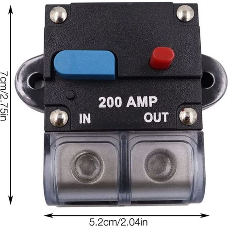 Auto Disjoncteur Protection De Voiture 200A, Auto-disjoncteur de Réinitialisation 12-48V DC Auto Disjoncteur étanche avec Commutateur Réinitialisation de Fusible pour Voiture Bateau Moto Marine