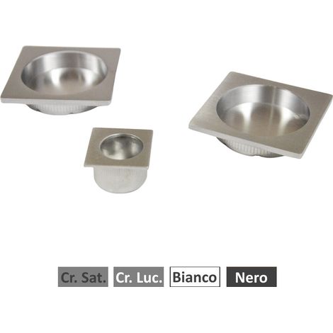 MANIGLIA PER PORTA SCORREVOLE interna incasso SENZA SERRATURA MANOPOLA QUADRATA - Colore: Cromo Sat