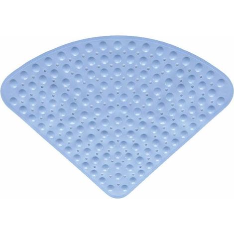 non slip bathroom mat shower mat with non slip bath mat Slip-proof mat for bathroom in large fan-shaped shower room@Light blue80x80CM (1/5)