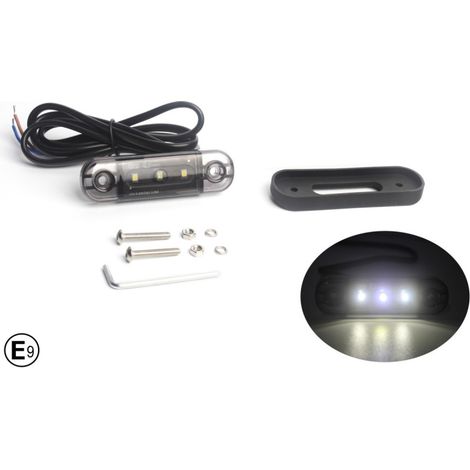 LED-Umrissleuchte, weiß, mit dunkel getöntem Glas, E‑Mark, 12–24 V, mit 30 cm Kabel