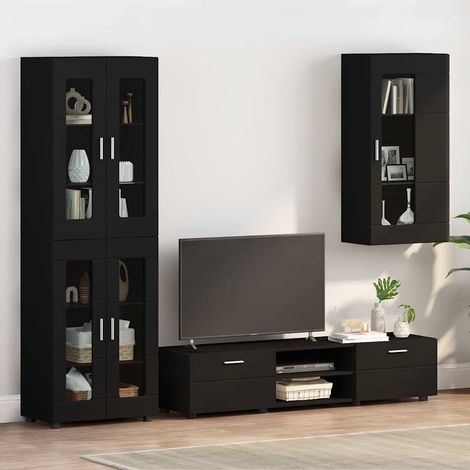 Holzschrank mit Speicher Schwarz 50 x 29 x 100 cm Holzwerkstoff