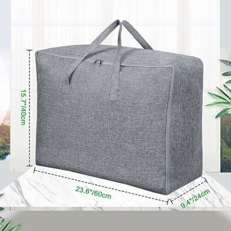 Set di 2 sacchi portaoggetti da riporre sotto il letto, copripiumino con maniglia rinforzata per piumini, coperte, cuscini, giacche, 60x40x24 cm, 58 litri (1/4)