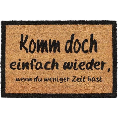 Relaxdays Fußmatte KOMM WIEDER, aus Kokosfasern, rutschfeste Türmatte, innen und draußen, BxT: 60 x 40 cm, natur/schwarz