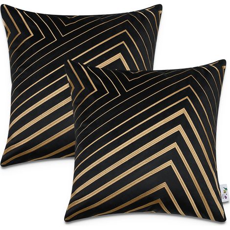 Paco Home Funda Cojín Decoración Motivo Escandinavo Juego 2 Fundas Sofá Decorativo 2pcs-Set, Negro 3