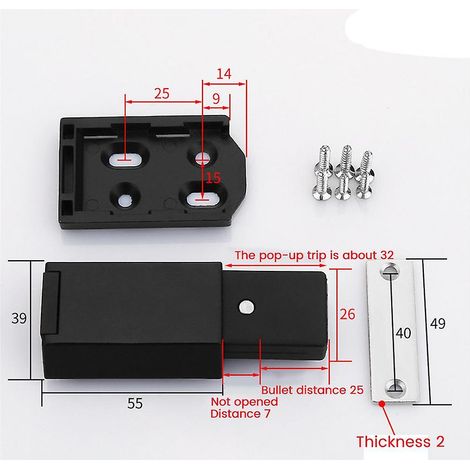 Loquet magnétique à pression pour placard, 2 pièces, ouverture tactile, fermeture robuste pour porte de camping-car, verrou invisible, matériel lourd, sans poignée, loquet poussoir pour meuble, lot de (1/5)