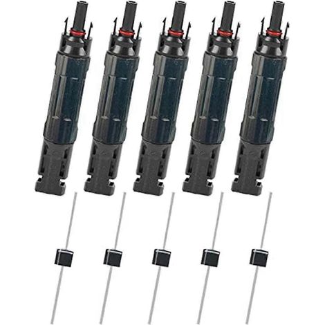5 connecteurs pour panneaux solaires photovoltaïques mâle/femelle 30 A avec diode intégrée et fusible en ligne. Connecteurs pour câbles solaires. (1/5)