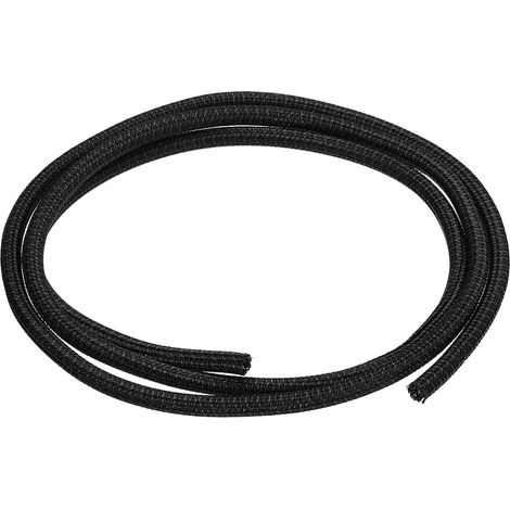 Gaine Cable Tressée Fendue 5mm Id 1,5Mètre en Pet Noir (1/5)