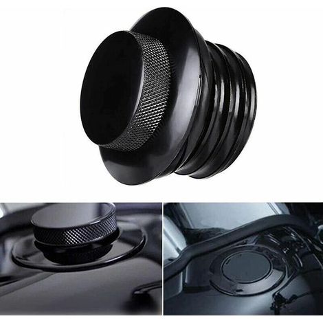 Bouchon de réservoir de carburant noir Pop Up ventilé à filetage standard compatible avec Harley Davidson 1982-2010 (noir, bouchon de gaz pop-up) (1/4)