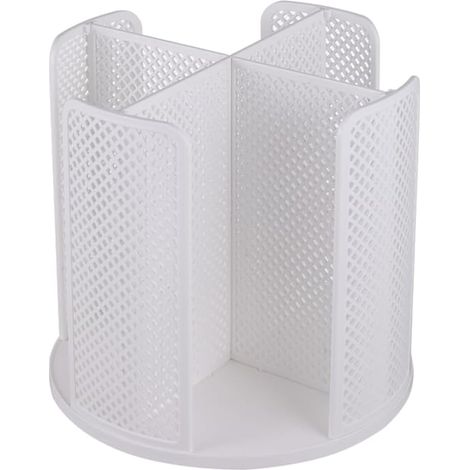 Dispenser organizer per bicchieri e coperchi di carta con 4 scomparti e rotazione a 360° (bianco) (1/5)