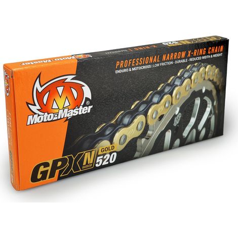 Catena professionale MOTO-MASTER GPXN-520G X-Ring oro/nera, 120 maglie