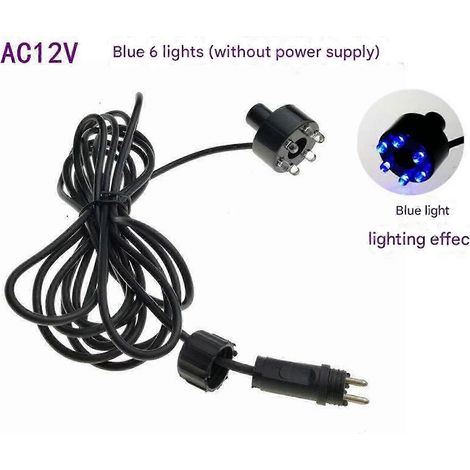 Anneaux lumineux LED bleus (6 LED) - Matériau métallique - Étanche - Convient aux petits bassins, jardins aquatiques et fontaines - 12 volts (1/5)