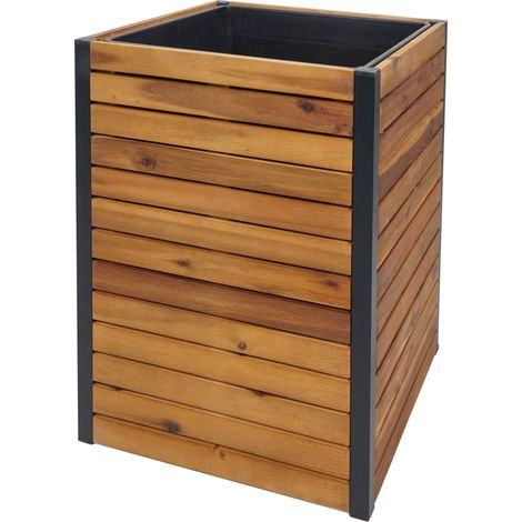 Jardinière pot de fleurs pour extérieur en bois d'acacia 60 x 42 x 42 cm marron 040007217