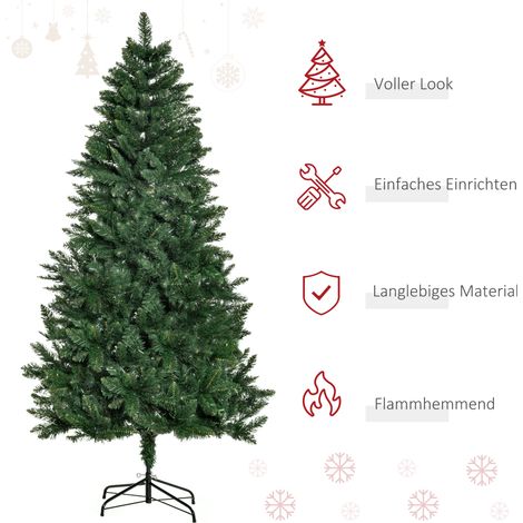 Sapin de Noël synthétique 180 cm en épicéa, 724 branches, pied en acier pour décoration intérieure (1/4)