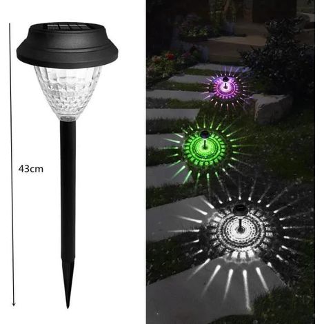 Blanc et rgb2 - Lampe solaire multicolore, luminaire décoratif'extérieur, idéal pour un jardin, une pelouse, YYV (1/4)