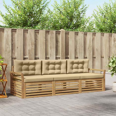 vidaXL Conjunto de sofás de exterior 3 uds. y Beige (1/5)