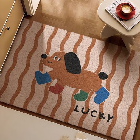 Bottes à motif chiot, 5080cm, boucles en soie Tapis d'entrée à motifs de dessins animés, tapis bouclé résistant aux taches et à l'usure, adapté à un usage domestique dans les entrées, découpable et a (1/5)