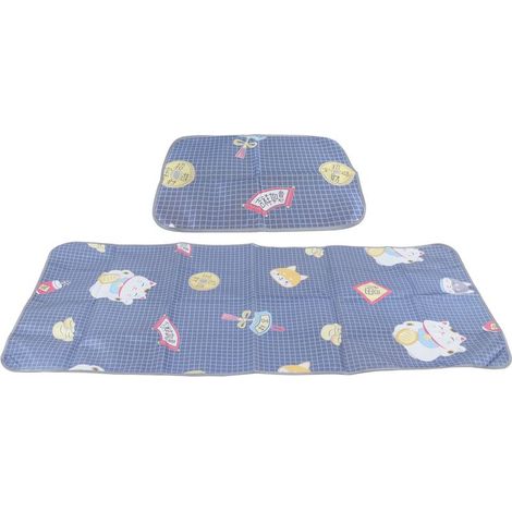 Tapis rafraîchissant d'été lavable et pliable avec taie d'oreiller intégrée pour la chambre à coucher (80 x 195 cm).