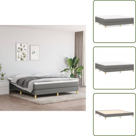 Cama gris oscuro - vidaXL Estructura de cama con somier de tela gris oscuro 180x200 cm - Cama con tela