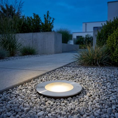 LED Bodeneinbaustrahler Edelstahl Glas Ø 12 cm IP67 wasserdicht staubdicht 3000 K Einbauleuchte